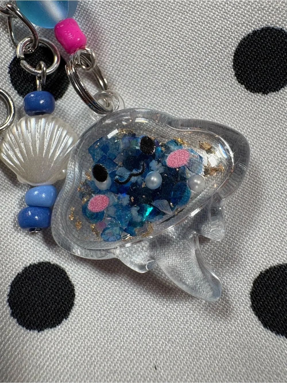 Clear Stingray Phone Charm - Blue & Pink